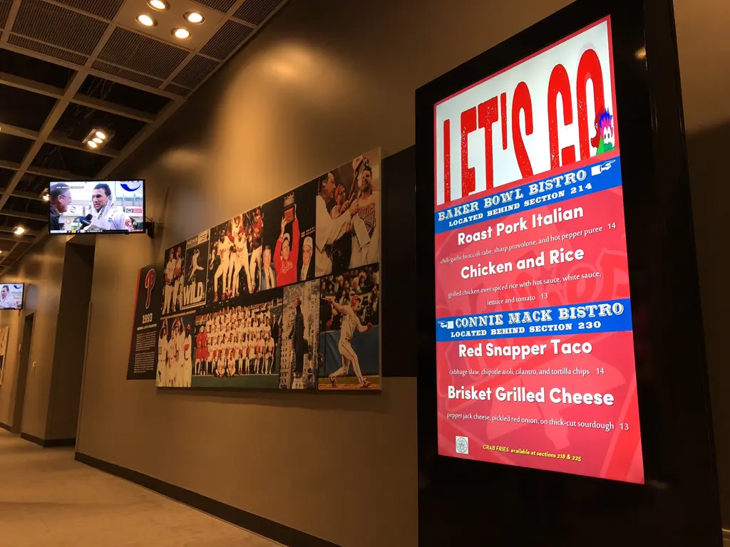 photo of concession stands with digital signage at citizens bank park