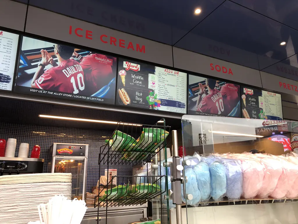 photo of concession stands with digital signage at citizens bank park